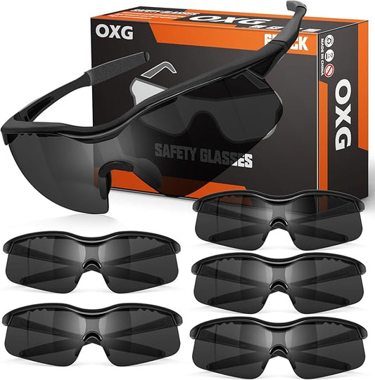 OXG 6 Pack Tinted Safety Glasses for Men Women, Safety Goggles ANSI Z87.1 Protective Eyewear Scratch Resistant Eye Protection
