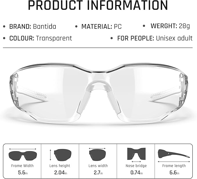 Safety Glasses Anti-Fog Goggles Clear Lens,Adjustable Frames Blue Light Blocking Eye Protection For Men Women