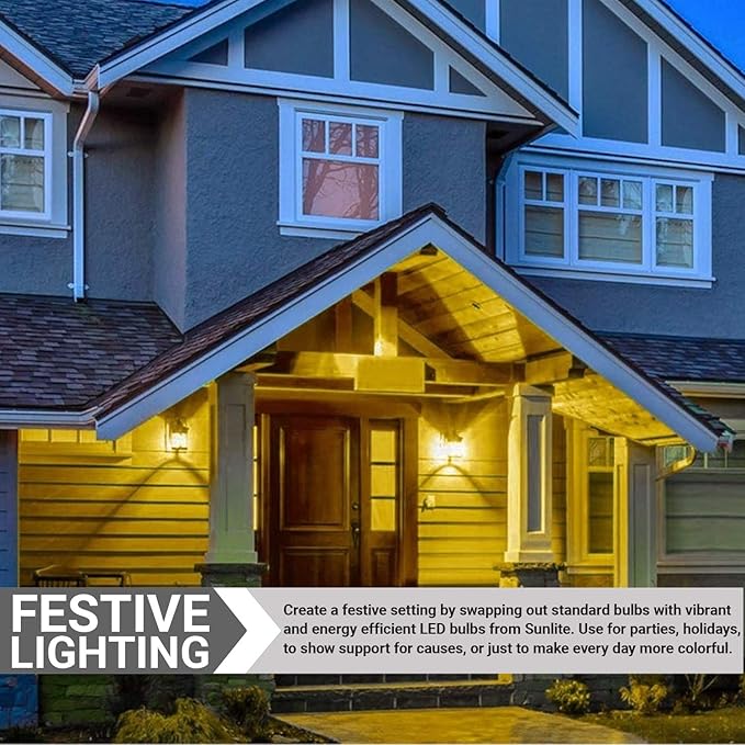 Sunlite 80144 LED A19 Colored Light Bulb, 3 Watts (25w Equivalent), E26 Medium Base, Non-Dimmable, UL Listed, Party Decoration, Holiday Lighting, 1 Count, Yellow