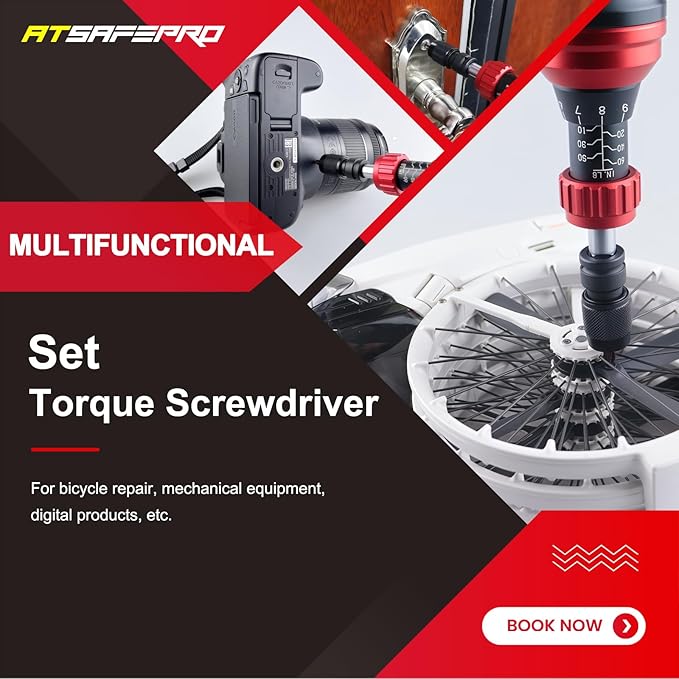 Torque Screwdriver - 10-60 in.lb,21 Pcs Inch Pound Torque Screwdriver Set - 1/4" Elastic Bit Holder and Bit Holder, Buckle Clamp, Flat, Hex, Torx, Philips, Fit for Bicycle, DIY, Tool Maintenance