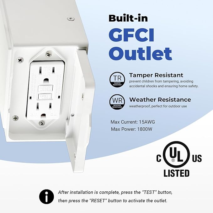 Porch Light with GFCI Outlet, White Dusk to Dawn Light Fixture, Outdoor Wall Light Wall Mount, Waterproof Exterior Wall Sconce Outside Lantern, 100% Aluminum Outdoor Garage Lights for Coach