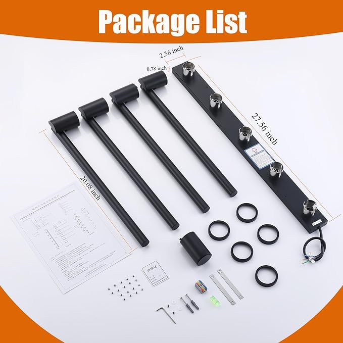 Electric Towel Warmer Concealed Smart, 75W Swivel Heated Towel Rack for Bathroom, Built-in Modular Electric Towel Rack with Timer, Thermostat, LED Display, APP, 4 Bar 180° Rotation, Hardwired, Black