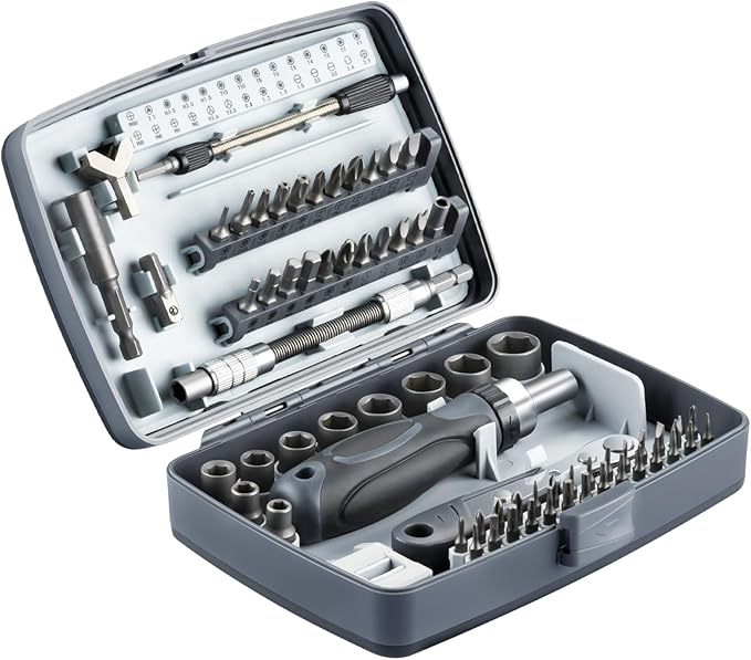 Ratchet Screwdriver Set, 68-in-1 Multi-Tool with 180° Rotatable Handle, High-Density CRV Steel Precision Bits, Magnetic Tip, Ergonomic Grip, for Computer, Bike, Car, Home Repairs (9902B)
