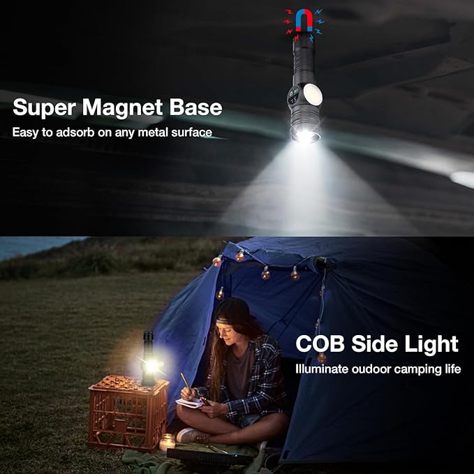 Rechargeable Flashlight High Lumens, Ewenele 990,000L High Lumens LED Flash Light, Zoomable Super Bright Handheld Flashlights with 9 Modes, Side Light, Magnetic Base, USB C, Waterproof for Emergencies