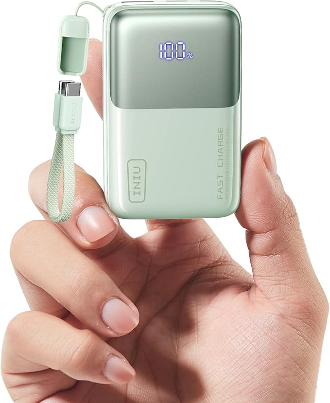 INIU Pocket Size Portable Charger, Ultra Small 10000mAh 45W PD Power Bank, USB C in&Out Fast Charging Battery Pack, Travel Essentials Powerbank for iPhone 17 16 15 14 Pro Air, iPad, Samsung S24 etc