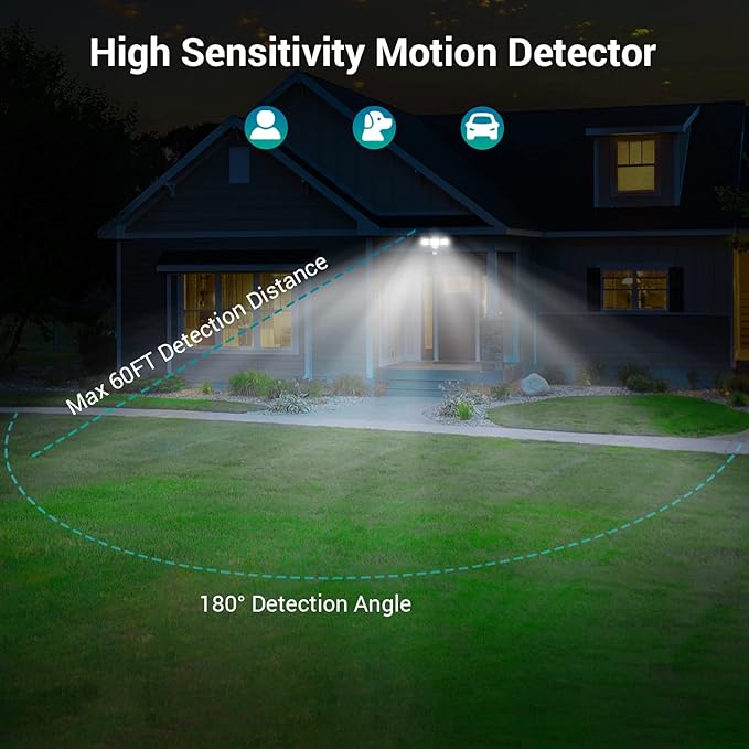 USTELLAR 55W Security Lights Motion Outdoor with Remote, Motion Sensor Outdoor Light Dusk to Dawn 5500LM 5000K, IP65 Waterproof, Motion Detected Flood Lights Wired for Yard, House, 2 Pack