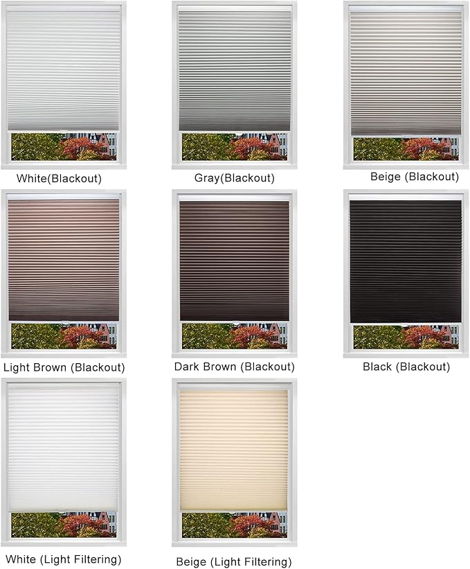 Changshade Cordless Cellular Shades, Light Filtering Honeycomb Shades for Windows, Pull Down Pleated Blinds, Easy to Install for Indoor Windows and French Doors,32" W x 72" H, Beige