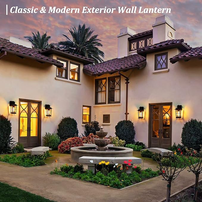 13in Outdoor Wall Lights, Anti-Rust 100% Aluminum Exterior Light Fixtures, Outdoor Wall Lanterns Sconce Lighting Matte Black, Outside Lights for House Wall Mount Porch Lights for Entryway Garage