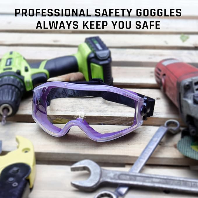 UKNOW Safety Goggles Over Glasses - Anti-Fog Clear Lens - ANSI Z87.1 Certified Eye Protection for Lab Work, Industrial Use