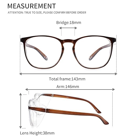 Alsenor Safety Glasses Anti Fog Goggles Protective Eyewear Blue Light Blocking Anti Dust UV Protection Glasses For Men Women (Brown)