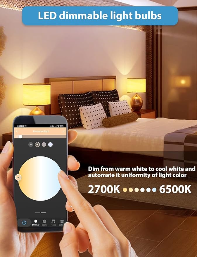 WiFi Smart Light Bulbs 150W Equivalent, 16W Dimmable 1600LM BR30 Flood Smart Bulb Works with Alexa Google Home No Hub, E26 Color Changing LED Alexa Light Bulb, 2700K-6500K RGBCW CRI>90, 4 Pack