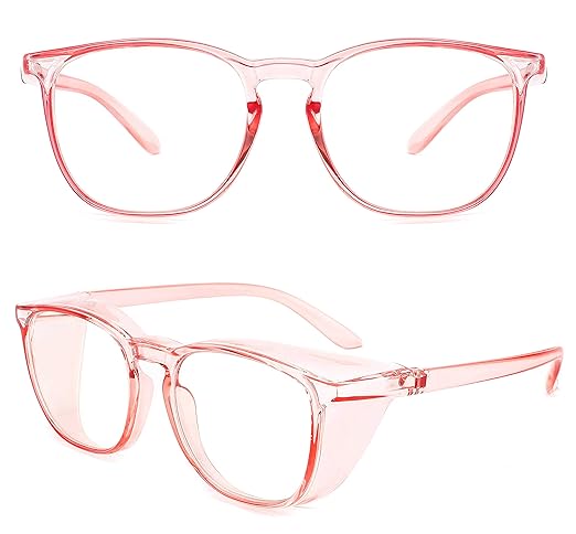 Alsenor Safety Glasses Anti Fog Goggles Protective Eyewear Blue Light Blocking Anti Dust UV Protection Glasses For Men Women (Pink)