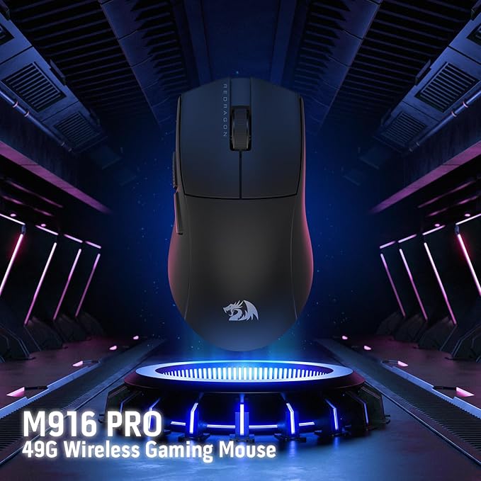 Redragon M916 PRO 3-Mode Wireless Gaming Mouse, Hype-Speed 4K Polling Rate, 49G Ultra-Light 26K DPI Mouse w/Ergonomic Natural Grip Build, Redefinable Macro Buttons, Software Supported