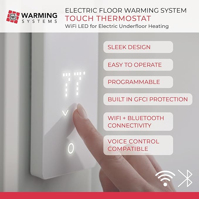10 Sqft 120V Electric Radiant Floor Heating Kit – Includes Heating Cable, Programmable Thermostat, Sensor, Cable Guides, Installation Monitor and Under Tile Heated Floors