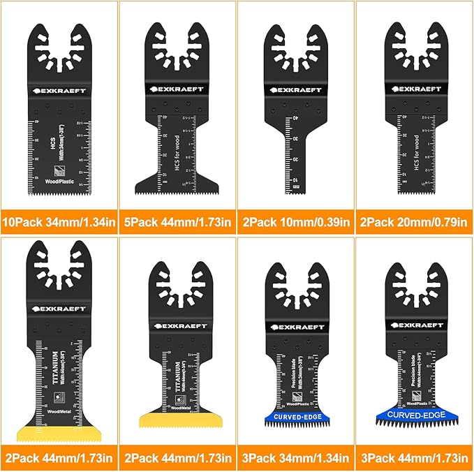 136 PCS Oscillating Tool Blade, Multi Tool Blades Kits with Sandpaper, Arc Edge & Titanium, Oscillating Saw Blades for Wood Metal, Universal Multitool Blades Fit Milwaukee, Ryobi