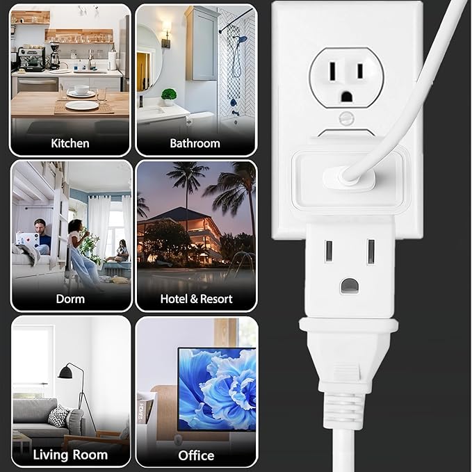 Multi Plug Outlet Extender,AC Flat Plug Adapter Outlet,Mini Indoor Wall Tap Plug, Electrical Wall Outlet Splitter,Fold-Able Wall Adapter for Cruise Ship Home Office and Travel (4Pack,White)