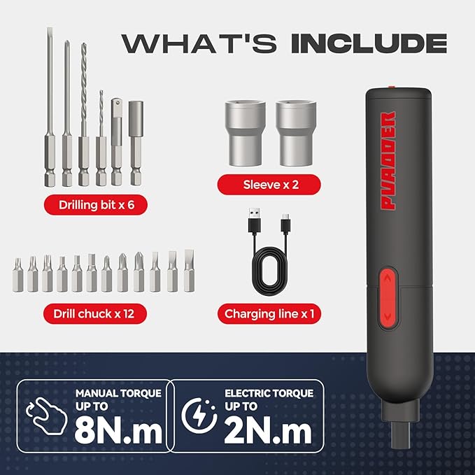 Electric Screwdriver Cordless,3.6V Screwdriver Set Rechargeable,Multitool Magnetic Screwdriver Bits,20 Pieces Screw Gun Gifts for Men (Black)