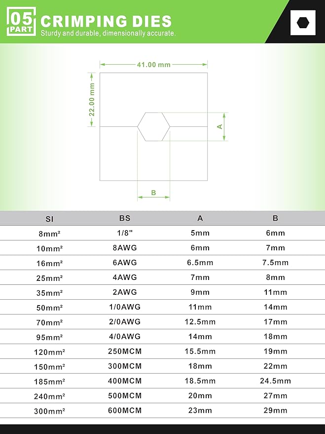 AMZCNC 16 Ton Hydraulic Wire Crimper Battery Cable Lug Terminal Crimping Tool,Crimps 8 AWG to 600 MCM, Cable Crimping Tool with 13 Pairs of Dies