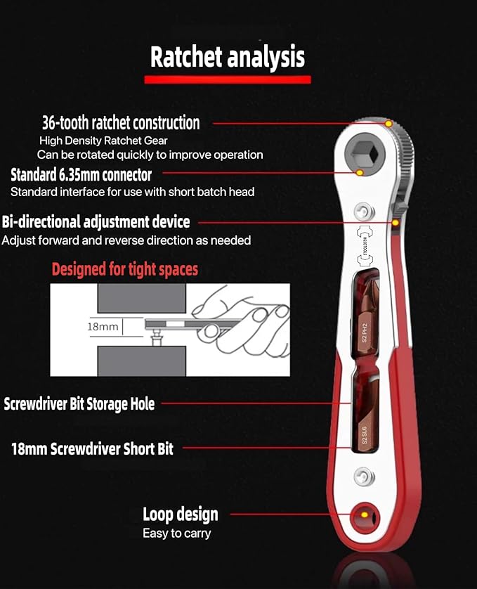 12 in 1 Right angle screwdriver 18 mm/0.7″ Shortest magnetic screwdriver bits (S2 alloy steel) Mini bits set 90 Degree Offset Mini ratchet screwdriver set Dedicated to small spaces
