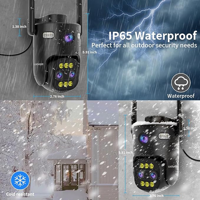 Triple-Lens Outdoor Security Camera with 10X Zoom,Wired 2.4G/5G WiFi Camera for Home Security,24/7 Continuous Recording,Plug-in Power,Auto Motion Tracking,Work With NVR/DVR Surveillance System