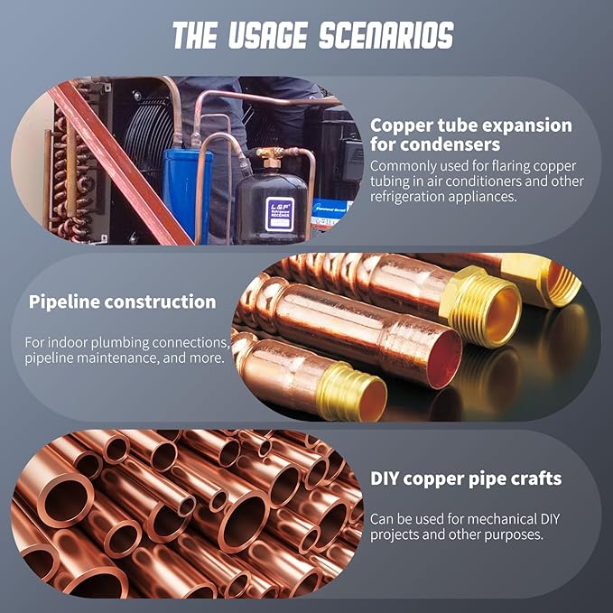Accurate 3-IN-1 Tube Flaring Tool Kit, Eccentric Expander 45° Cone Tubing Flaring Tool, Include Cutter Deburring Tool, HVAC Refrigeration Tools for Copper/Soft Pipe Flaring 1/4-3/4 Inch O.D. Tubing