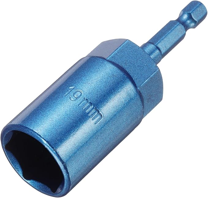 HARFINGTON Nut Driver 19mm Hex Drive Socket CR-V Steel Power Screw Drill Bits Socket Wrench Tools with 1/4" Quick Change Hex Shank for Power Drills Impact Drivers, Blue