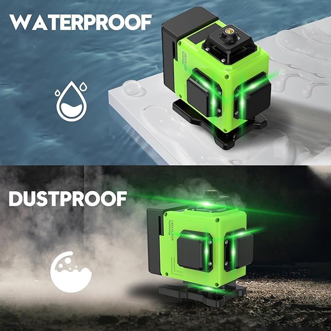 Laser Level with tripod 16 Lines Self Leveling, 4x360° 4D Green Beam Cross Line Lazer Level with 2 Batteries,Horizontal/Vertical Line Laser Remote Control for Tiling Floor Construction Picture Hanging