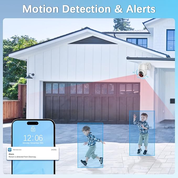 【PTZ Digital Zoom & 60-Day Storage】 Wired Security Camera System,Home NVR Video Surveillance Systems,Outdoor POE Security Cameras System