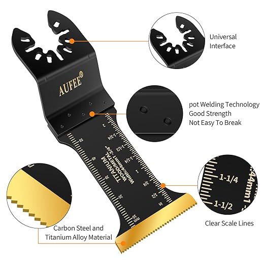 110PCS Oscillating Multitool Blades, Titanium Oscillating Tool Blade for Wood Plastics Metal, Professional Universal Oscillating Saw Blades Kits Fit Dewalt Ryobi Milwaukee Rockwell Bosch Craftsman