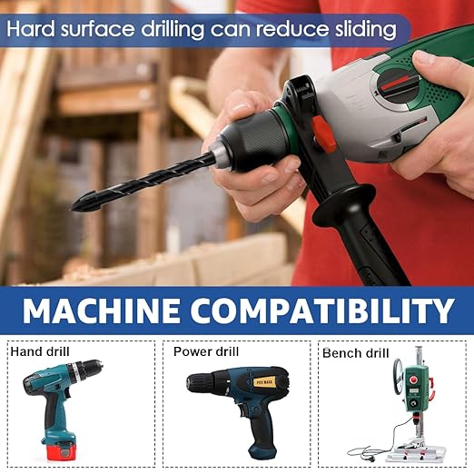 12Pcs Concrete Drill Bit Set Alloy Masonry Drill Bit Set Cross Head Tile 3/4/5/6/8/10/12mm Durable Drilling Hole for Concrete Glass Ceramic Tile Wood Marble