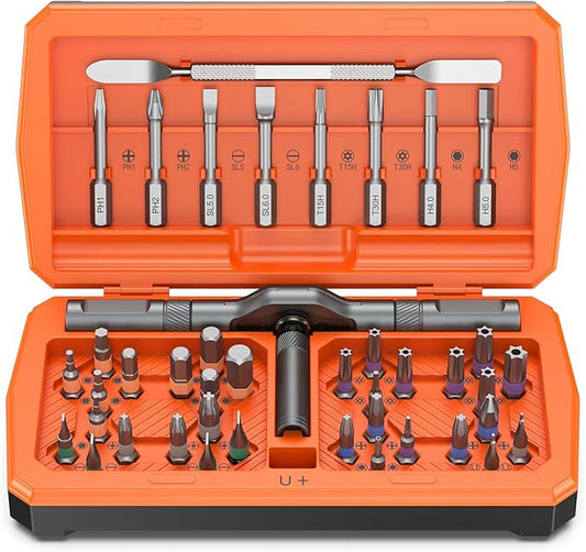 43 in 1 Ratchet Screwdriver Set, Magnetic Screwdriver Set, 2025 New Model Repair Tool Kit with DIY Ratchet Handle, Metal Pry Bar, 40 Precision Bits for Electronics, Furniture Assembly,Bicycle