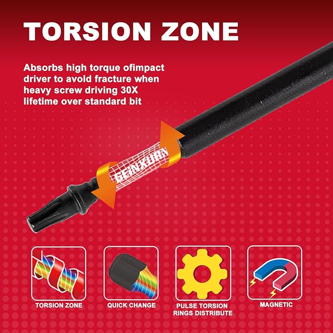 10Pieces 6 In. T20 Impact Tough Magnetic Screwdriver Bit Set, #20 Torx Head Power Bits, S2 Alloy Steel Star Bits with Storage M-Box