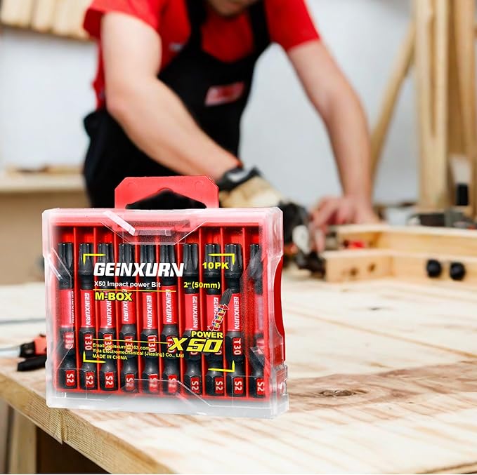 10Pieces 2 In. T30 Impact Tough Magnetic Screwdriver Bit Set, #30 Torx Head Power Bits, S2 Alloy Steel Star Bits with Storage M-Box