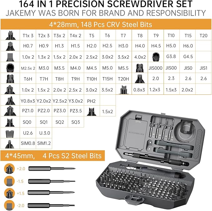 JAKEMY Professional Screwdriver Set for Electronics Repair - Computer Screwdriver Kit with 126 Magnetic Precision Bit Set and Opening Tool Kit for Laptop, MacBook, iPhone, Tablet, Watch, Modding, DIY