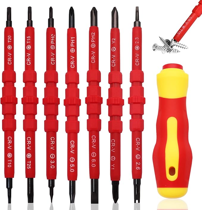 Insulated Screwdriver Set Electrician Tools Kit, 14 IN 1 Magnetic Screwdriver Set Interchangeable Tools Screw Driver Set Kit for Household Repair (with Tester)