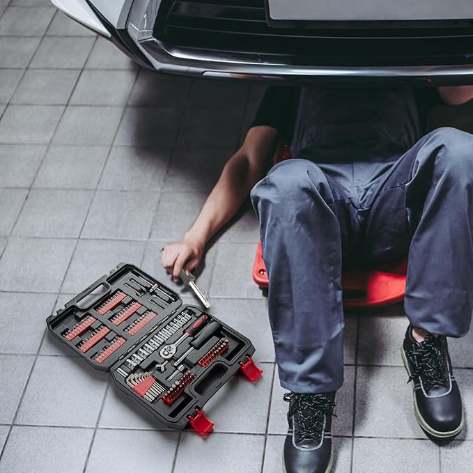 132 Piece Home Repair Tool Set - General Home/Auto Repair Hand Tool Set, Toolbox Storage Case with Driver Handle Socket Wrench Hex Keys Screwdriver bits - Perfect for Homeowner, DIY, Handyman