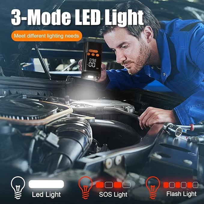 Tire Inflator Portable Air Compressor - Cordless Air Pump for Car Tires - 150PSI &10000 mAh Battery Portable Tire Inflator for Car with Pressure Gauge, Motorcycle, Ball, Mini Tire Pump for Bike