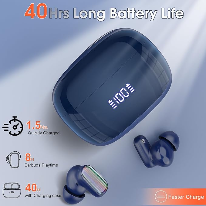 AI Language Translator Earbuds Real Time, 164 Language/6 Translation Modes Translator Earbuds 3-in-1 Translation Headphones, Bluetooth 5.4 Translation Device for Travel Business Learning, Navy Blue