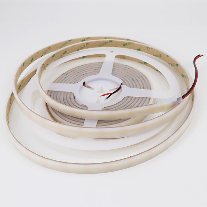 COB White LED Strip Lights, 6000K 528LEDs/M 90Ra+ DC12V Silicone Tube LED Lights Strips, Outdoor Waterproof IP67 Linear COB LED Tape Light for Garden Backyard Wheel Lights