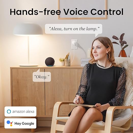 GHome Smart Mini Plug Compatible with Alexa and Google Home, WiFi Outlet Socket Remote Control with Timer Function, Only Supports 2.4GHz Network, No Hub Required, ETL FCC Listed (4 Pack), White