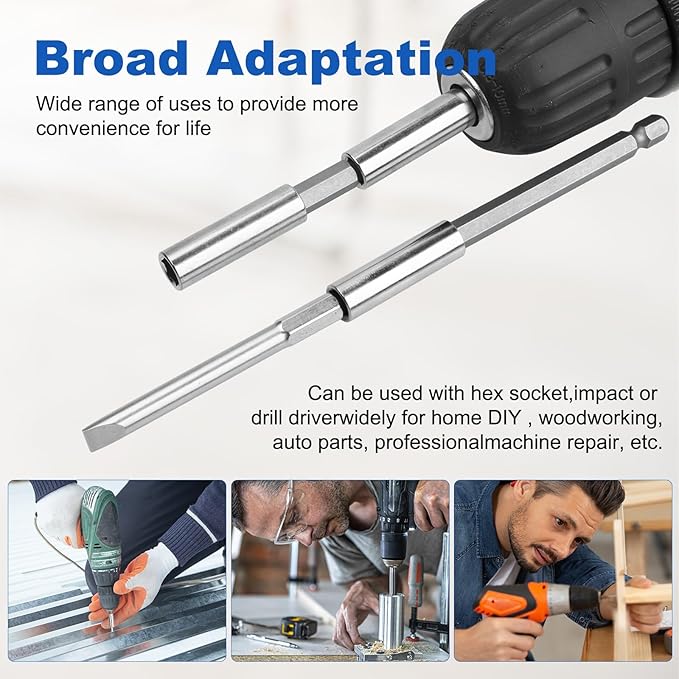 Rocaris 9 Pack Strong Magnetic Drill Bit Extension Holder, 1/4" Hex Shank, S2 Steel Magnetic Screwdriver Extension for Impact Driver, 2 inch, 4 inch, 6 inch