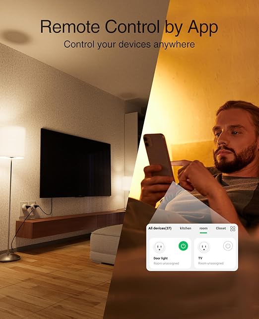 GHome Smart 5G 15A Smart Plug Work with Alexa and Google Home WiFi Smart Plugs, Smart Home WiFi Outlet with Remote Control & Timer, 5GHz and 2.4GHz Wi-Fi Compatible, ETL FCC Listed, White, 2 Pack