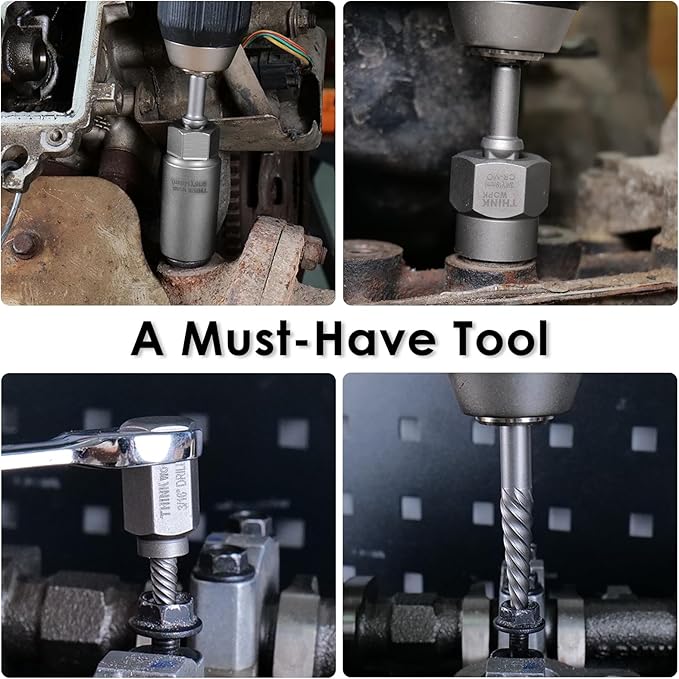 THINKWORK Broken Bolt Extractor Kit, 65 Pieces Easy Out Screw Extractor Set, Lug Nut Removal Tool with Left Hand Drill Bit Set for Removing Damaged, Frozen, Rusted, Rounded-Off Bolts, Nuts & Screws