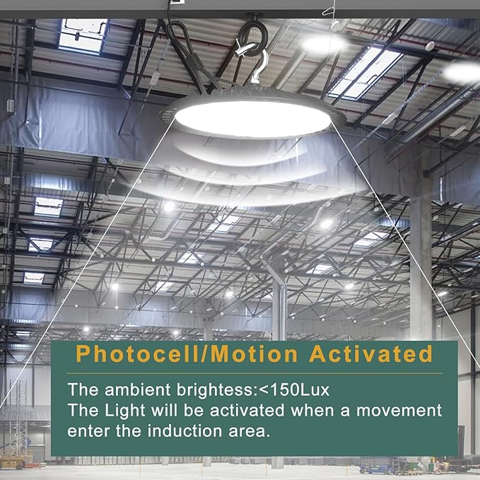 Smart 320W LED High Bay Light with Motion Sensor, 48000lm (Eqv.1200W MH/HPS) High Bay LED Shop Light 100-277V Commerical Grade UFO Lights(Remote Buy Separate)