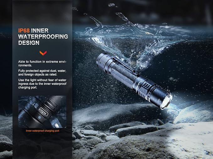 Fenix PD36R Pro 2800 Lumen Rechargeable LED Tactical Flashlight, ALL-01 Lanyard with EdisonBright Charging Cable Carry case Bundle