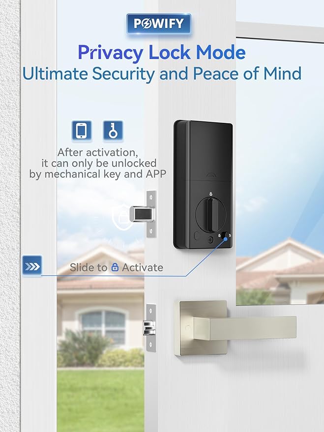 Keyless Entry Door Lock with Handle, APP Control Smart Front Set, Keypad Door with Handle, Keypad Deadbolt Auto Lock, Easy to Install, Bluetooth, Satin Nickel