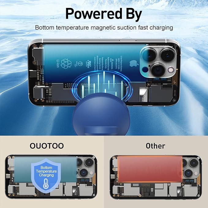 3 in 1 Charging Station Compatible with Mag-Safe Charger Wireless Charger Stand for iPhone 16 15 14 13 12 Series Wireless Charging Station for AirPods Wireless Charging Stand for iWatch Series (Blue)