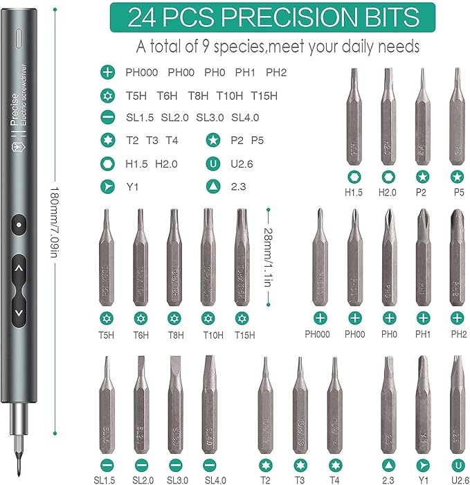 ORIA Electric Screwdriver, 28 in 1 Mini Precision Screwdriver Set, Rechargeable Repair Tools Kit, with Type-C Charging for Smartphones,Toys, PC