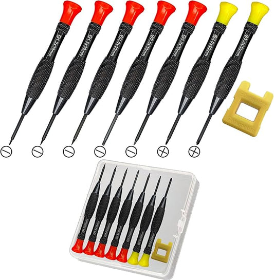 8PCS Precision Screwdriver Set With Case, Lengnoyp Magnetic Flathead Phillips Small Screwdrivers, Mini Screwdriver Set Kit and Magnetizer for Eyeglass Repair, Watch, Electronic Repairs
