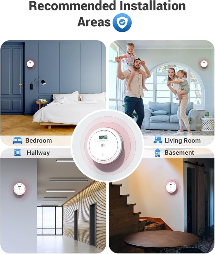 Smoke and Carbon Monoxide Detector Combo 10 Year Battery, Dual Sensor Smoke Alarm Carbon Monoxide Detector with LCD Display for Home, 1 Pack